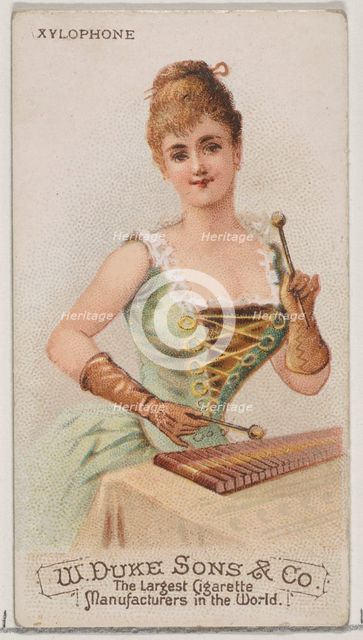 Xylophone, from the Musical Instruments series (N82) for Duke brand cigarettes, 1888., 1888. Creator: Schumacher & Ettlinger.