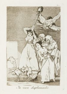 Y van desplumados.; Los Caprichos, pl.20., 1799. Creator: Francisco Goya
