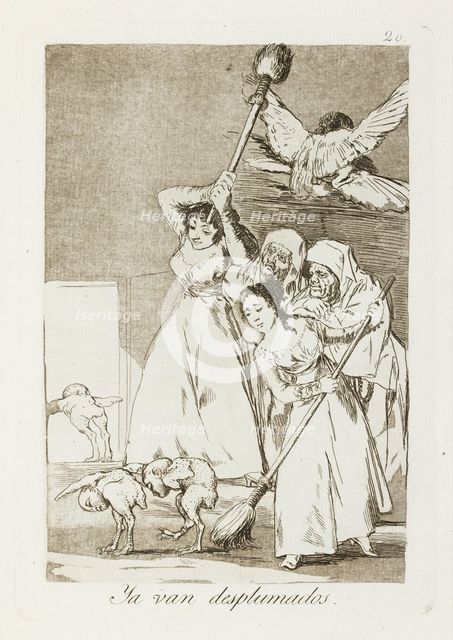 Y van desplumados.; Los Caprichos, pl.20., 1799. Creator: Francisco Goya.