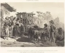 ...y vio que à sus espaldas venian hasta seis ó siete hombres..., c. 1855. Creator: Célestin Nanteuil