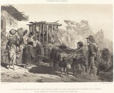 ...y vio que à sus espaldas venian hasta seis ó siete hombres..., c. 1855. Creator: Célestin Nanteuil