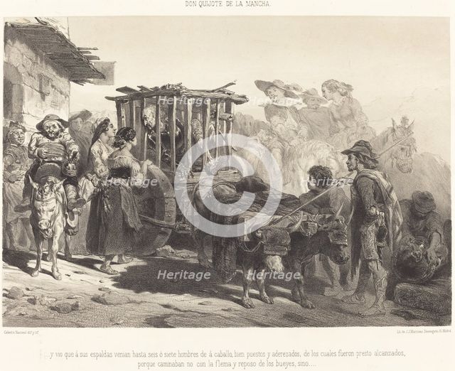 ...y vio que à sus espaldas venian hasta seis ó siete hombres..., c. 1855. Creator: Célestin Nanteuil.
