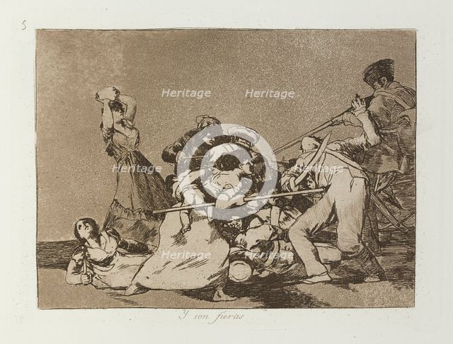 Y son fieras.; Los Desastres de la Guerra, Madrid 1863. Creator: Francisco Goya.