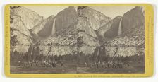 Yo-Semite Fall (2634 feet high), from near Hutchings with excursion party, 1870. Creator: John P. Soule