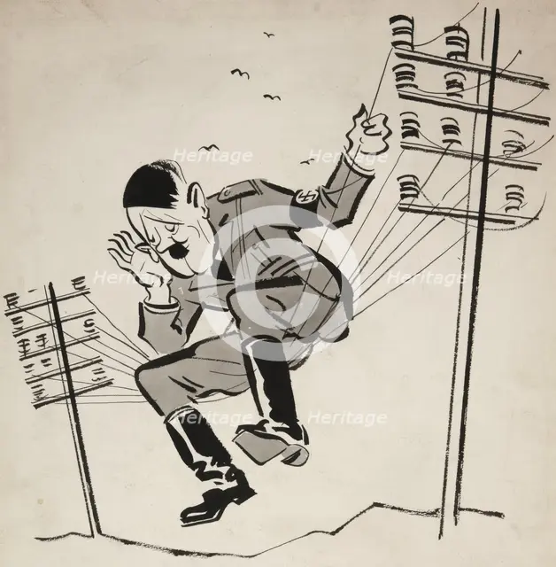 'You never know who's on the wires! Be careful what you say', WWII poster, between 1939 and 1946. Creator: Central Office of Information.