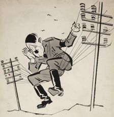 You never know who's on the wires! Be careful what you say WWII poster, between 1939 and 1946. Creator: Central Office of Information