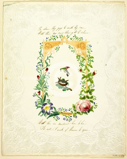 You Share Thy Joys to Soothe Thy Care (valentine), c. 1840. Creator: Unknown.