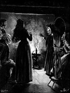 "You," she cried, pointing her long skinny finger at Roland. "You! oh! you have come at last", 1890. Creator: R. Taylor