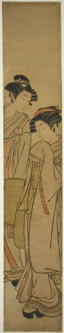Young Couple Dressed as Mendicant Monks, c. 1777. Creator: Isoda Koryusai