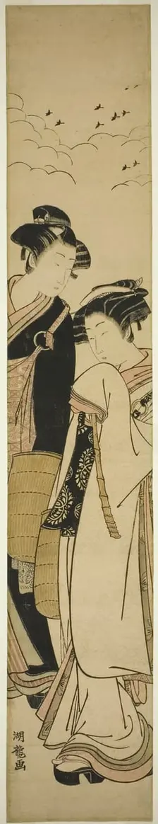 Young Couple Dressed as Mendicant Monks (Genpachi and Komurasaki?), c. 1777. Creator: Isoda Koryusai