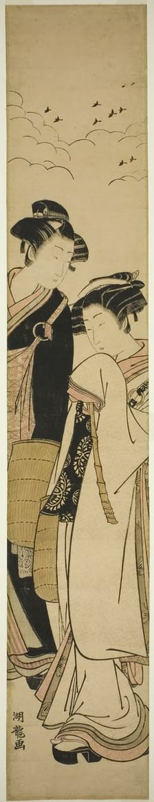 Young Couple Dressed as Mendicant Monks (Genpachi and Komurasaki?), c. 1777. Creator: Isoda Koryusai