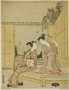 Young Couple Enjoying the Cool of Evening, c. 1771/72. Creator: Shiba Kokan