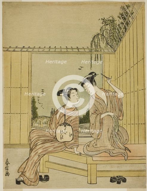 Young Couple Enjoying the Cool of Evening, c. 1771/72. Creator: Shiba Kokan.