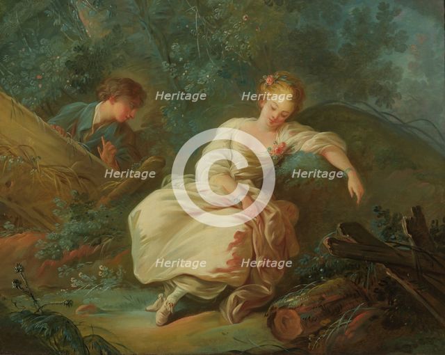 Young Couple in a Landscape, c18th century. Creator: Jean Baptiste Marie Huet.