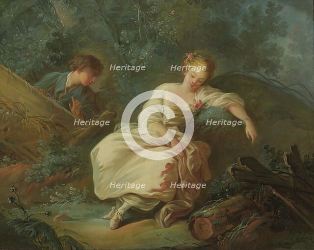 Young Couple in a Landscape, c18th century. Creator: Jean Baptiste Marie Huet.