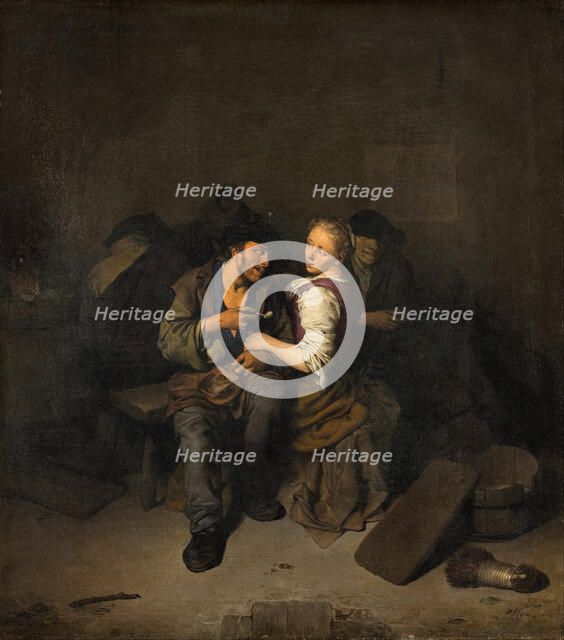 Young Couple in a Tavern, 1661. Artist: Bega, Cornelis Pietersz. (1631/2-1664)