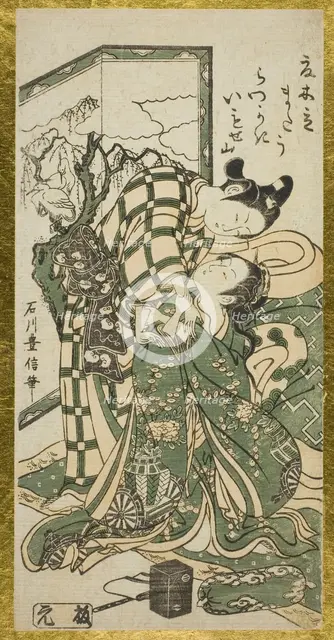 Young Couple in Front of a Screen, c. 1748. Creator: Ishikawa Toyonobu.