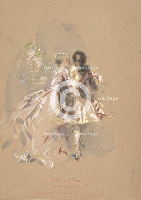 Young Couple Seen From Behind, mid-19th century. Creator: Hippolyte-Omer Ballue.