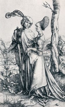 Young Couple Threatened by Death` (or `The Promenade'), 1495, (1906). Artist: Albrecht Durer