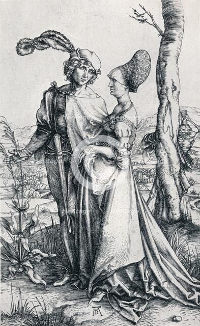 'Young Couple Threatened by Death` (or `The Promenade'), 1495, (1906). Artist: Albrecht Durer.