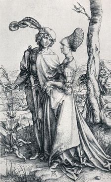 Young Couple Threatened by Death` (or `The Promenade'), 1495, (1906). Artist: Albrecht Durer