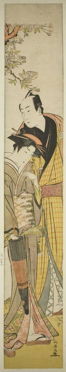 Young Couple under Cherry Tree, Japan, c. 1781/89. Creator: Kitao Masanobu