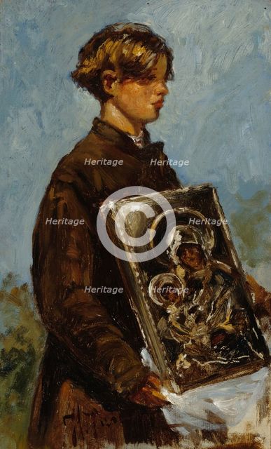 Young Boy Carrying an Icon, study, 1880. Creator: Il'ya Repin.