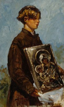 Young Boy Carrying an Icon, study, 1880. Creator: Il'ya Repin