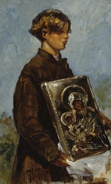 Young Boy Carrying an Icon, study, 1880. Creator: Il'ya Repin