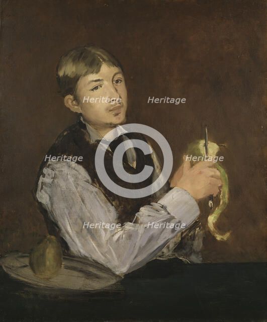 Young Boy Peeling a Pear.