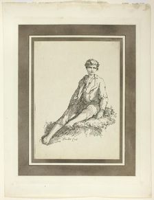 Young Boy Seated, from the first issue of Specimens of Polyautography, 1803. Creator: Thomas Barker