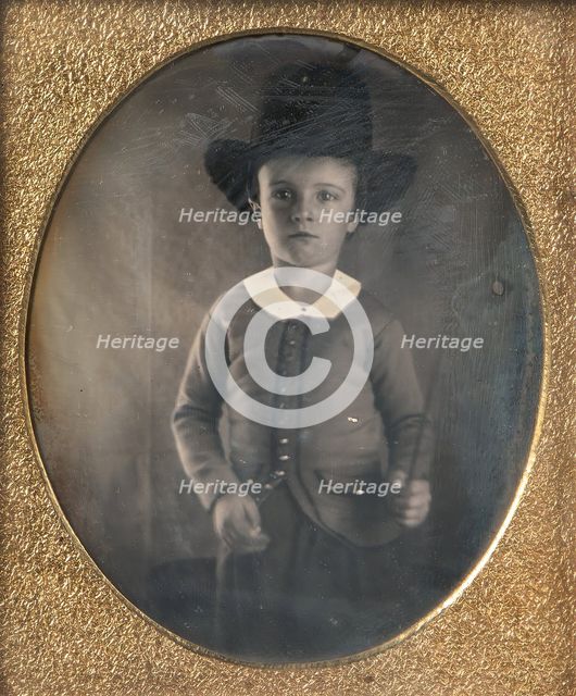 Young Boy Wearing Livery or Riding Costume, 1840s. Creator: Unknown.