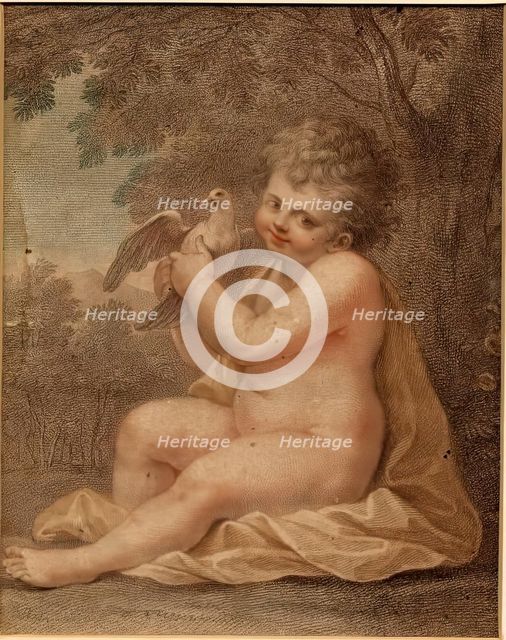 Young Boy With A Dove, 1775-1799. Creator: Francesco Bartolozzi.