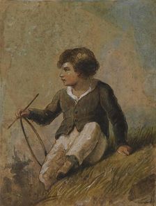 Young Boy with Hoop and Stick, mid 19th century. Creator: Alfred Jacob Miller