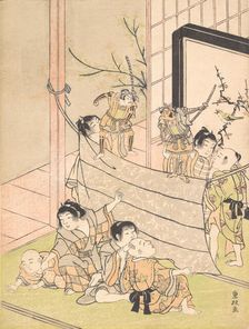 Young Boys Performing a Puppet Show, ca. 1770. Creator: Kitao Shigemasa