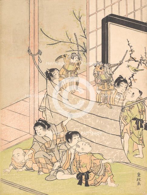 Young Boys Performing a Puppet Show, ca. 1770. Creator: Kitao Shigemasa.