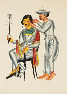 Young Bengali having his ears pierced, c1845