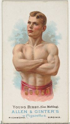 Young Bibby (George Mehling), Wrestler, from World's Champions, Series 1 (N28) for Allen &..., 1887. Creator: Allen & Ginter