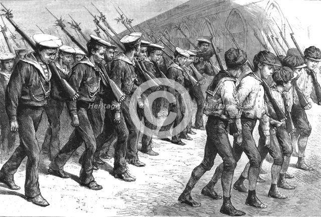 ''Young Brazil -- Cadets Marching through the Streets of Rio De Janeiro', 1891. Creator: Unknown.
