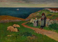 Young Breton Girls in the Field, about 1890-1891. Creator: Henri Moret