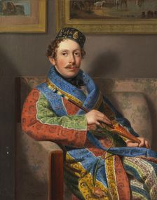Young Gentleman in a Smoking Gown, 1830. Creator: Fertbauer, Leopold (1802-1875)