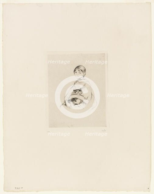 Young Girl with a Cat, 1889. Creator: Berthe Morisot.