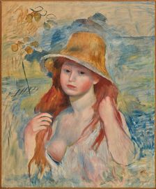 Young Girl with a Straw Hat, 1884. Creator: Renoir, Pierre Auguste (1841-1919)