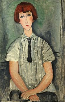 Young Girl with a Striped Blouse, 1917. Creator: Modigliani, Amedeo (1884-1920)