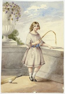 Young Girl with Crop and Cricket Bat, n.d. Creator: Elizabeth Murray