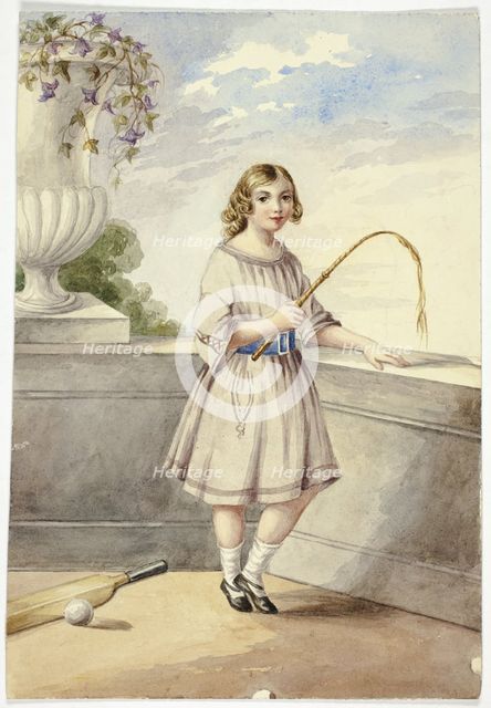Young Girl with Crop and Cricket Bat, n.d. Creator: Elizabeth Murray.