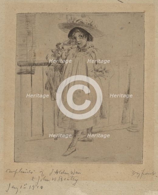 Young Girl with Large Hat, 1893. Creator: Julian Alden Weir.