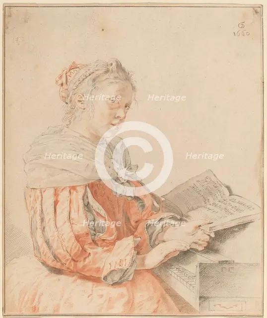 Young Girl at the Keyboard, 1767. Creator: Johannes Kornlein.