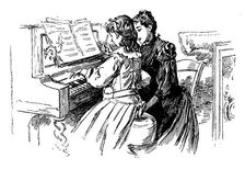 Young girl being given a piano lesson, Paris, 1889