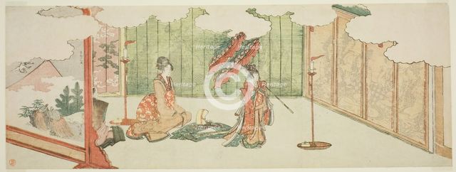 Young girl dancing at nobleman's mansion, Japan, 1805. Creator: Hokusai.